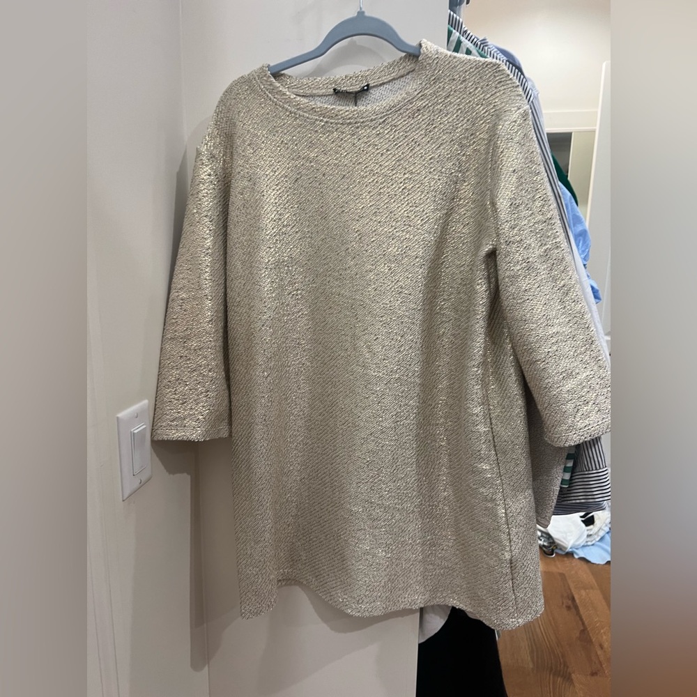 zara gold sweater like mini dress